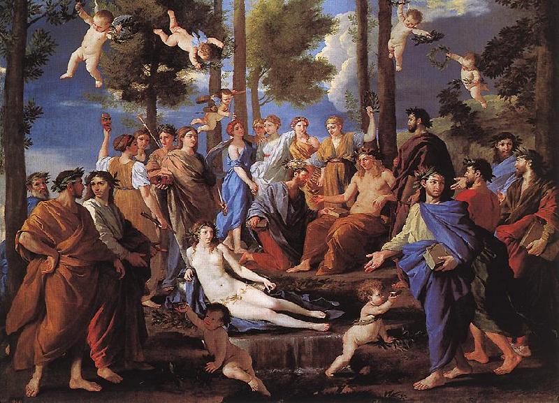 POUSSIN, Nicolas Apollo and the Muses (Parnassus) af oil painting image